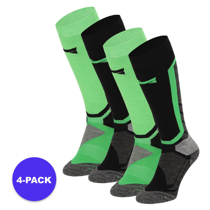 Chaussettes de snowboard Xtreme Vertes 4-PACK unisexe