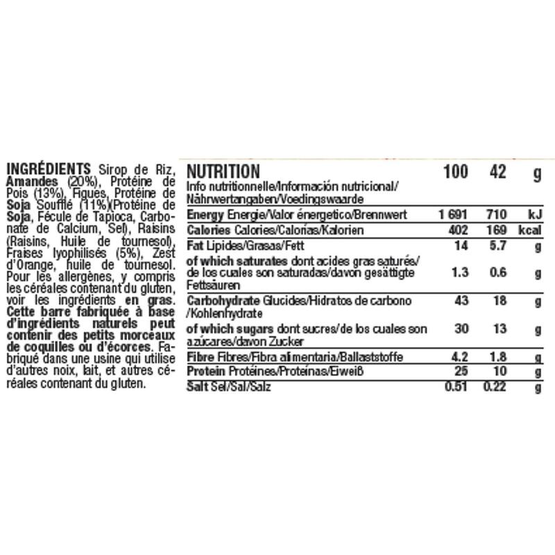 Barre protéinée aux céréales - vegan - 42g - Amande/Fraise