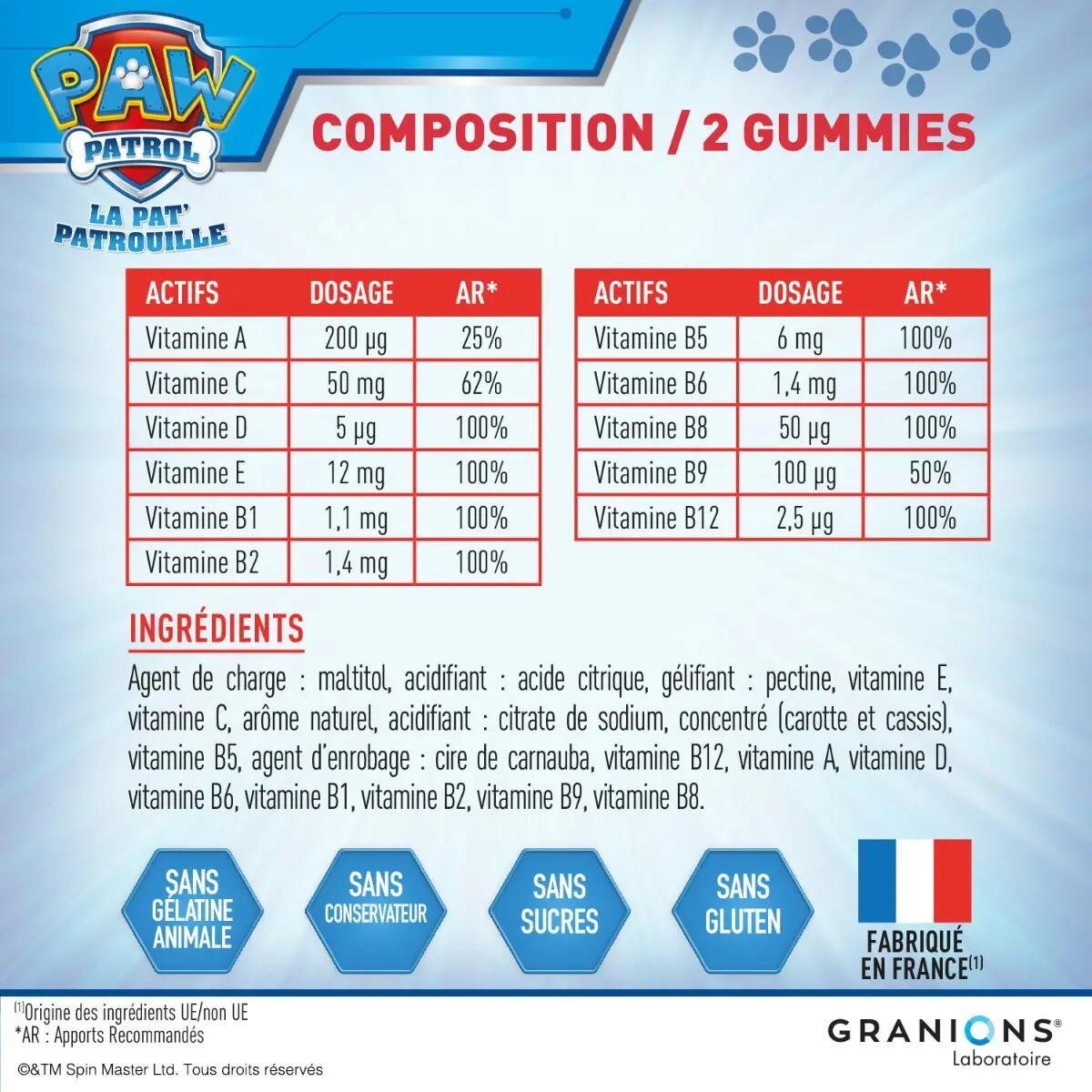 Pat Patrouille - Gummies Multivitamines - 60 Gummies - Fraise 2/7