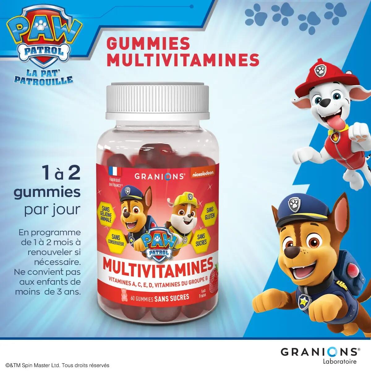 Pat Patrouille - Gummies Multivitamines - 60 Gummies - Fraise 3/7