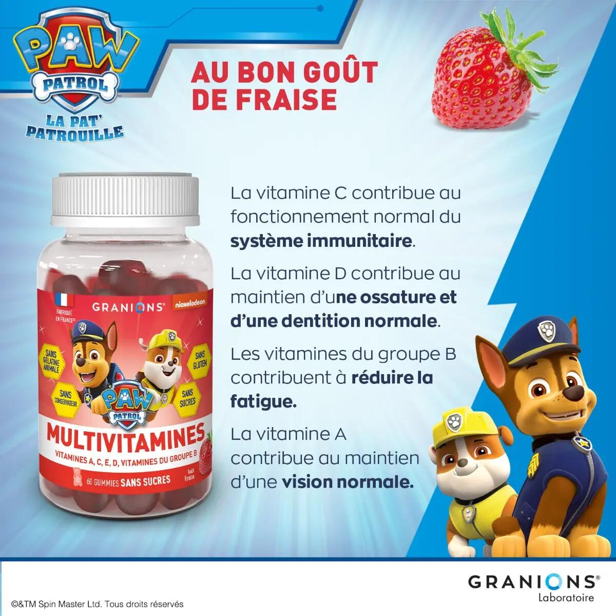 Pat Patrouille - Gummies Multivitamines - 60 Gummies - Fraise 4/7