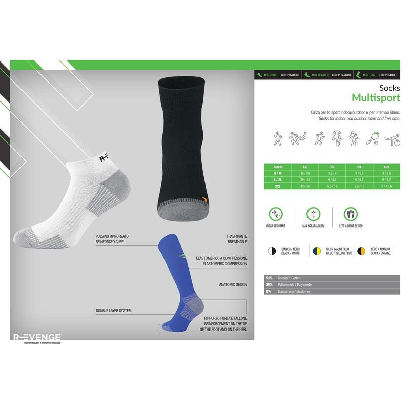 Skarpety techniczne multisport dla dorosłych, długie, czarny