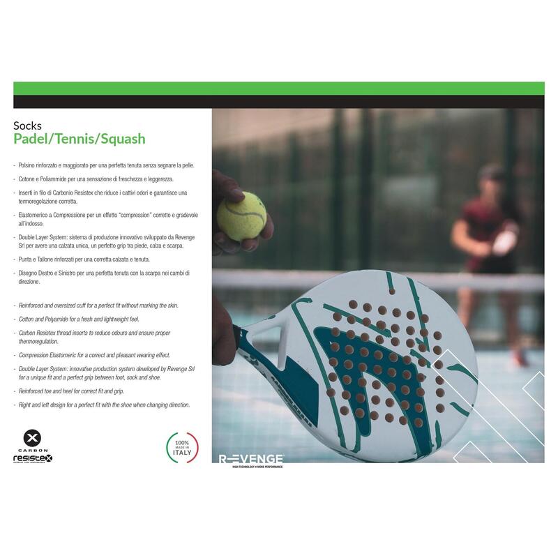 Technické ponožky pro padel, tenis a squash, černá s karbonovým vláknem.