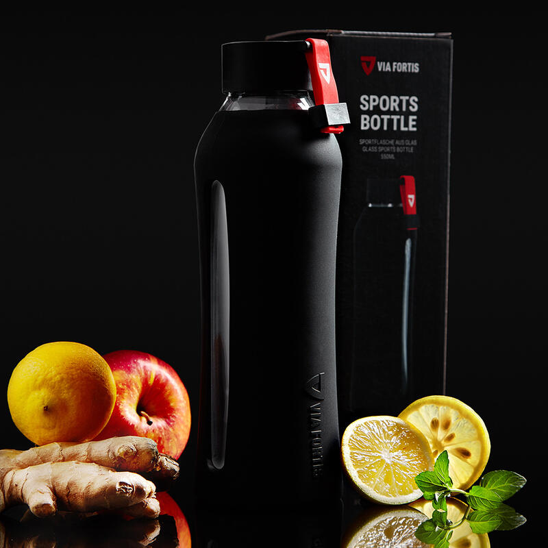 VIA FORTIS Sport Trinkflasche aus Glas - 550ml