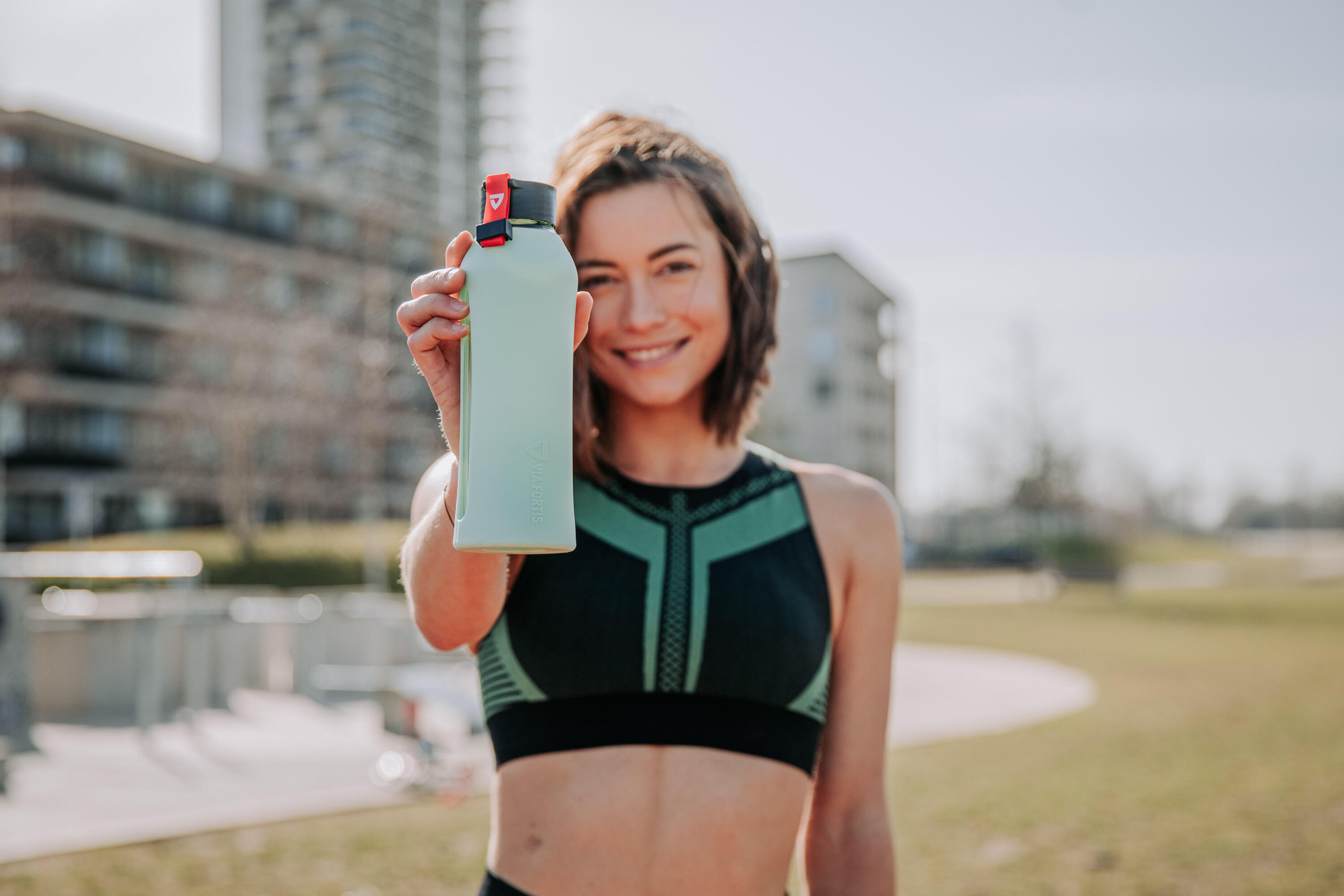 Gourde en verre et silicone sans BPA, pour la gym, le vélo, le bureau 2/4