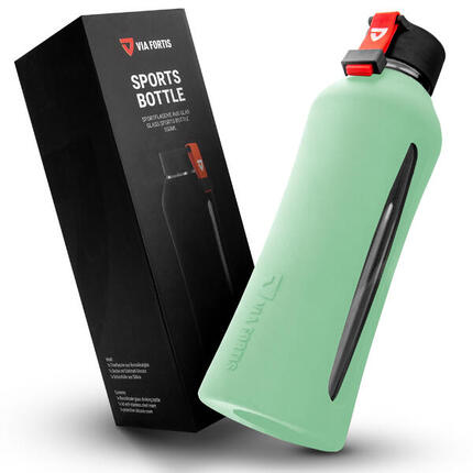 Trinkflasche aus Glas & Silikon, BPA-frei – für Fitness, Radfahren, Büro