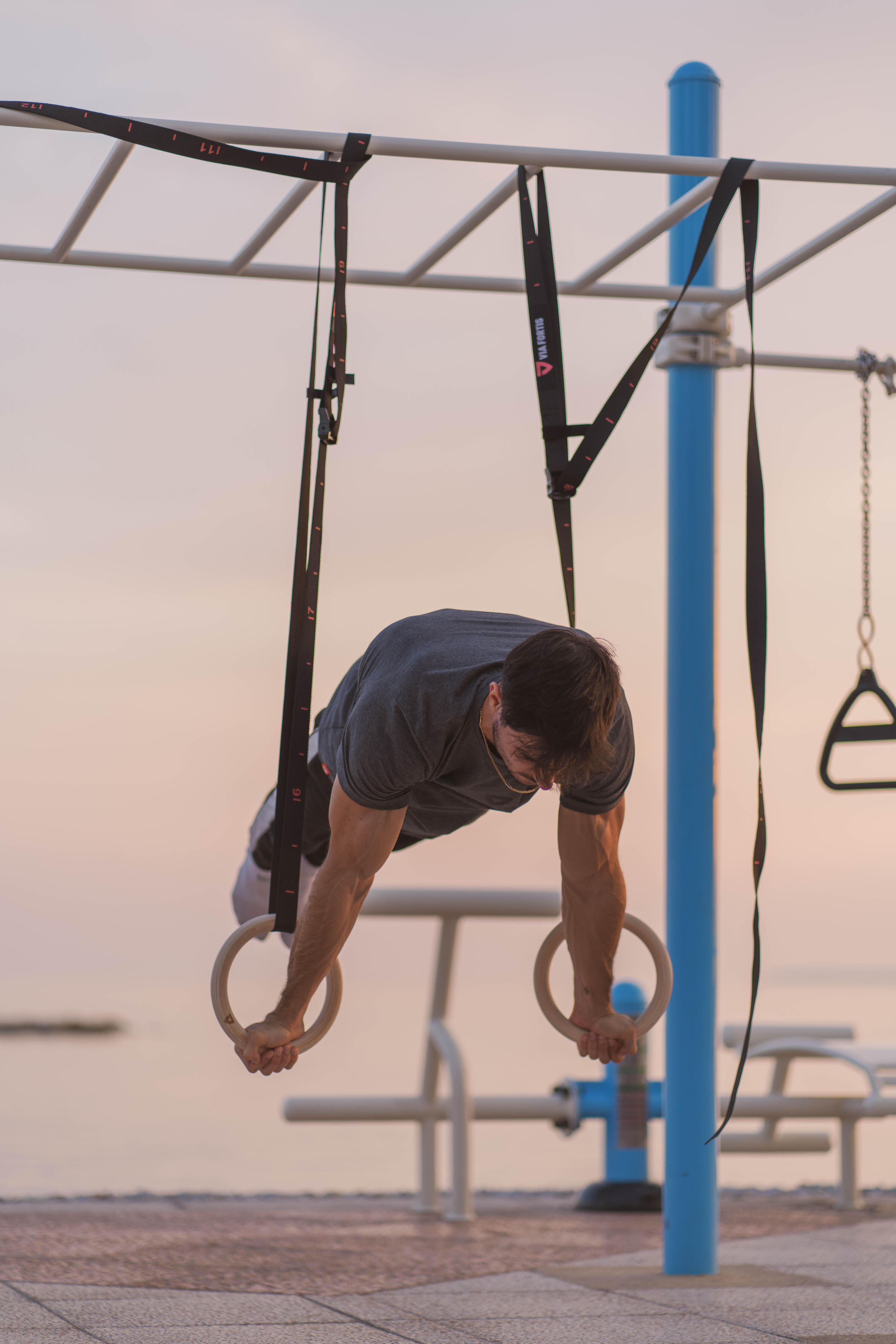 Anelli Calisthenics BOOSTEADY Con Cinghie - Antiscivolo, Regolabili, Per Allenamento Casa O Palestra