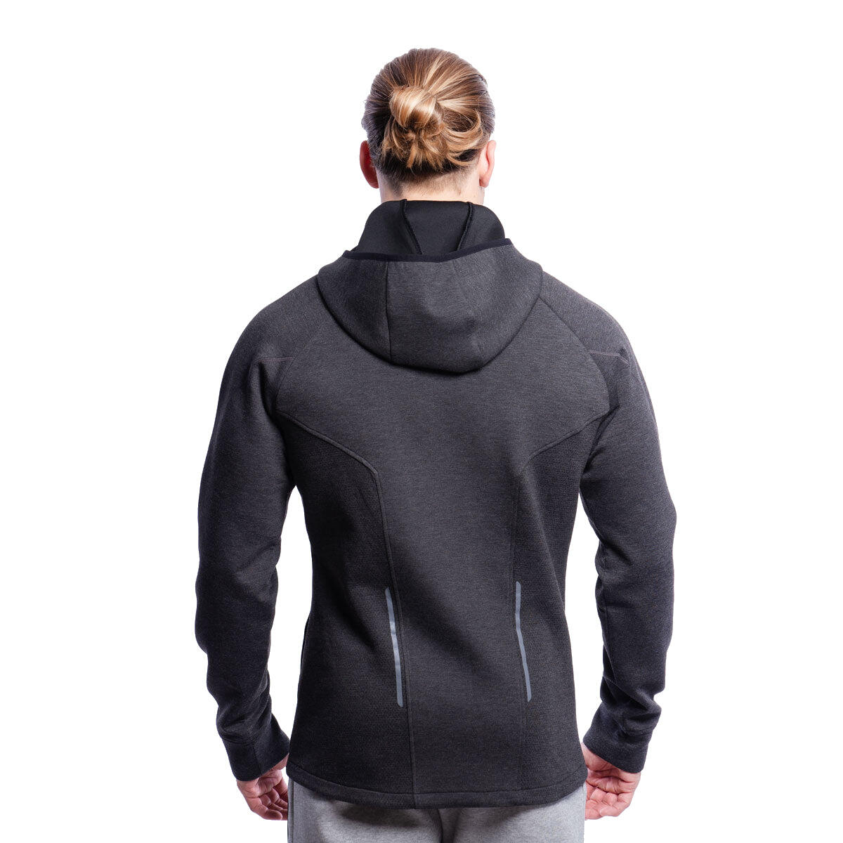 Gym Shell Jacket Men GA Zipper Sports Softshell Windbreaker Jacket with Hood - Grey