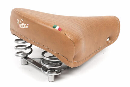 Selle de vélo Victoria Palermo rétro, ressorts chromés - marron clair et crème