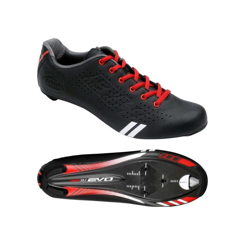 Zapatillas Ciclismo Carretera Bh Evo Road Vintage Negro- Rojo