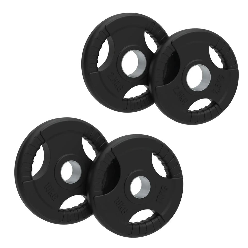 Олимпийски гумени тежести Tri-Grip, черни, комплекти, чифтове, 25 кг