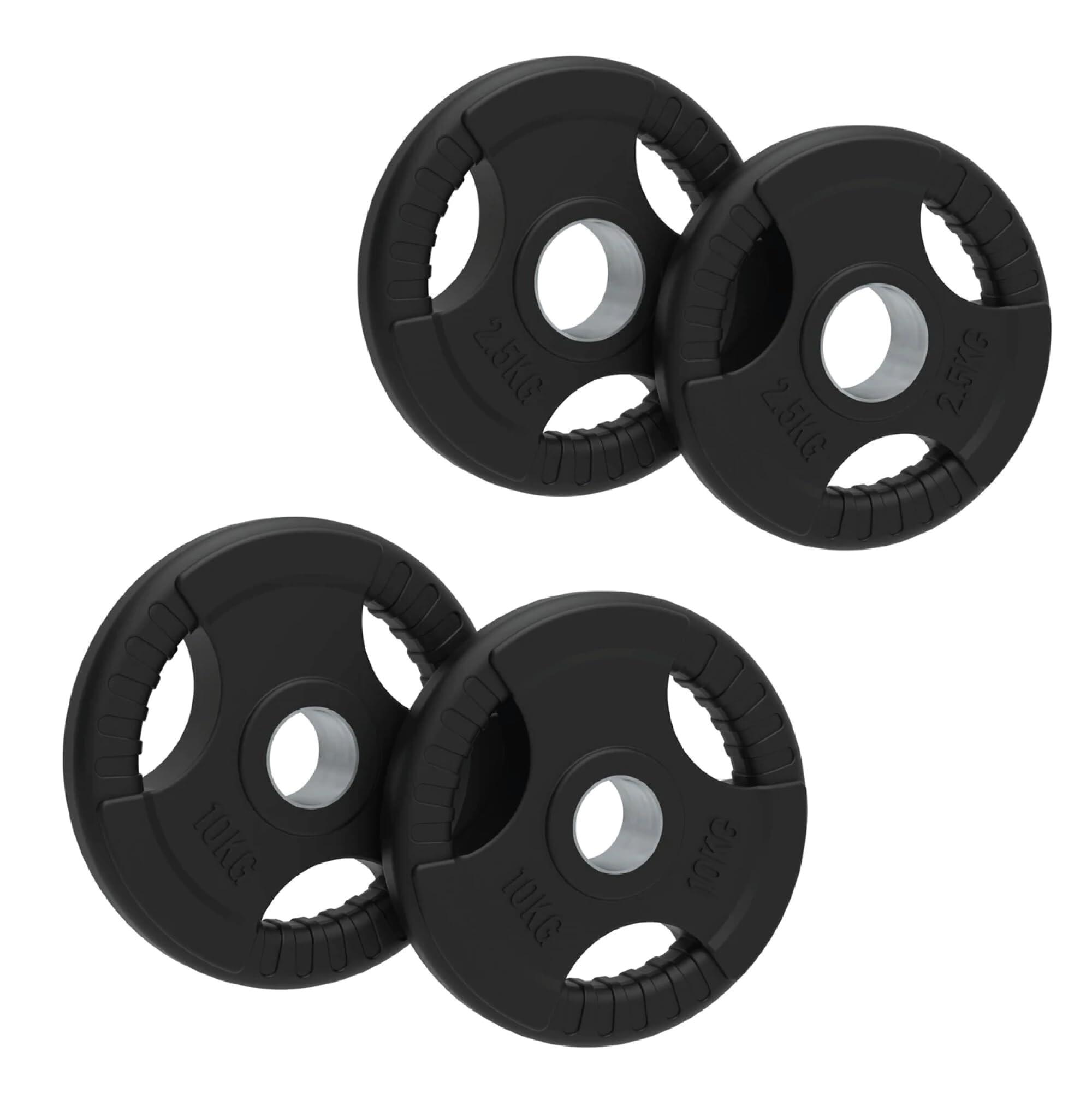 Olympic Tri Grip Rubber Weight Plates Black SET 2x 2.5kg 2x 10kg