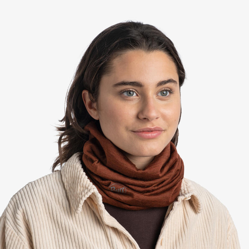 Uniszex nyakmelegítők, Buff Merino Lightweight Solid Tube Scarf, barna