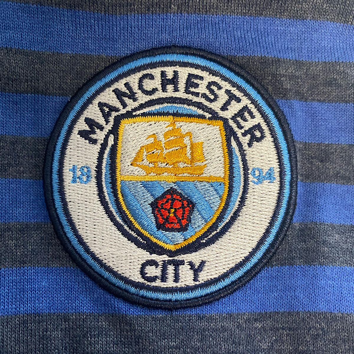Manchester City Mens Polo Shirt Striped OFFICIAL Football Gift 2/2
