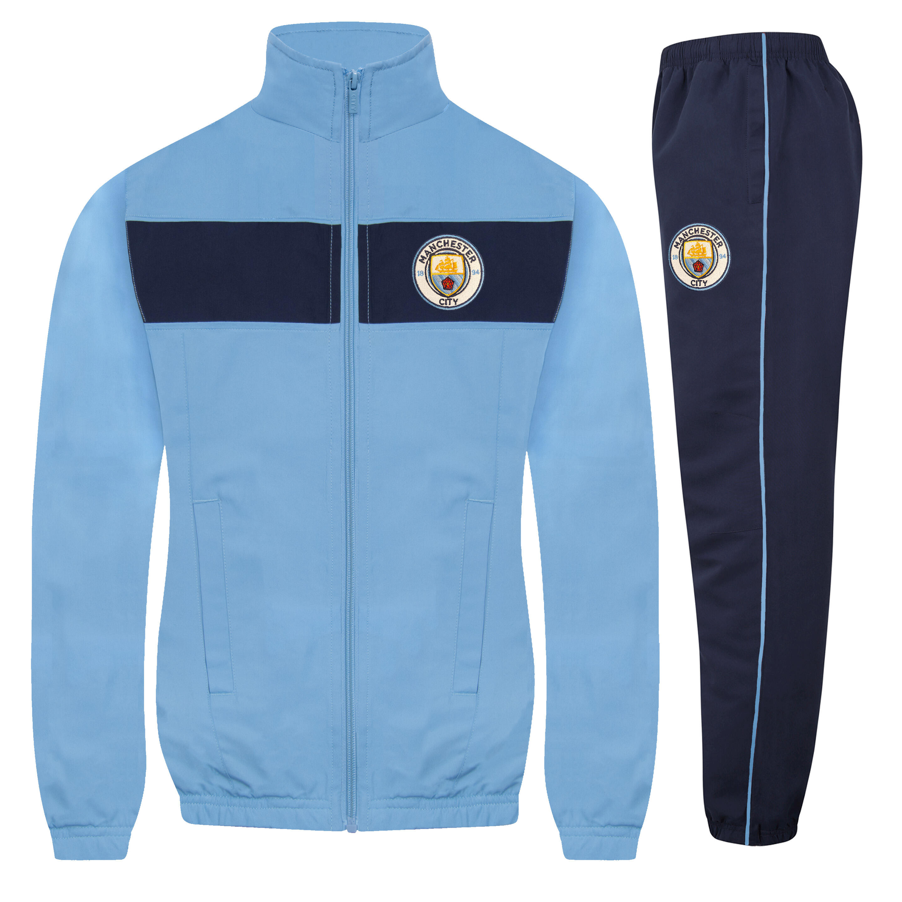 MANCHESTER CITY Manchester City Boys Tracksuit Jacket & Pants Set Kids OFFICIAL Football Gift