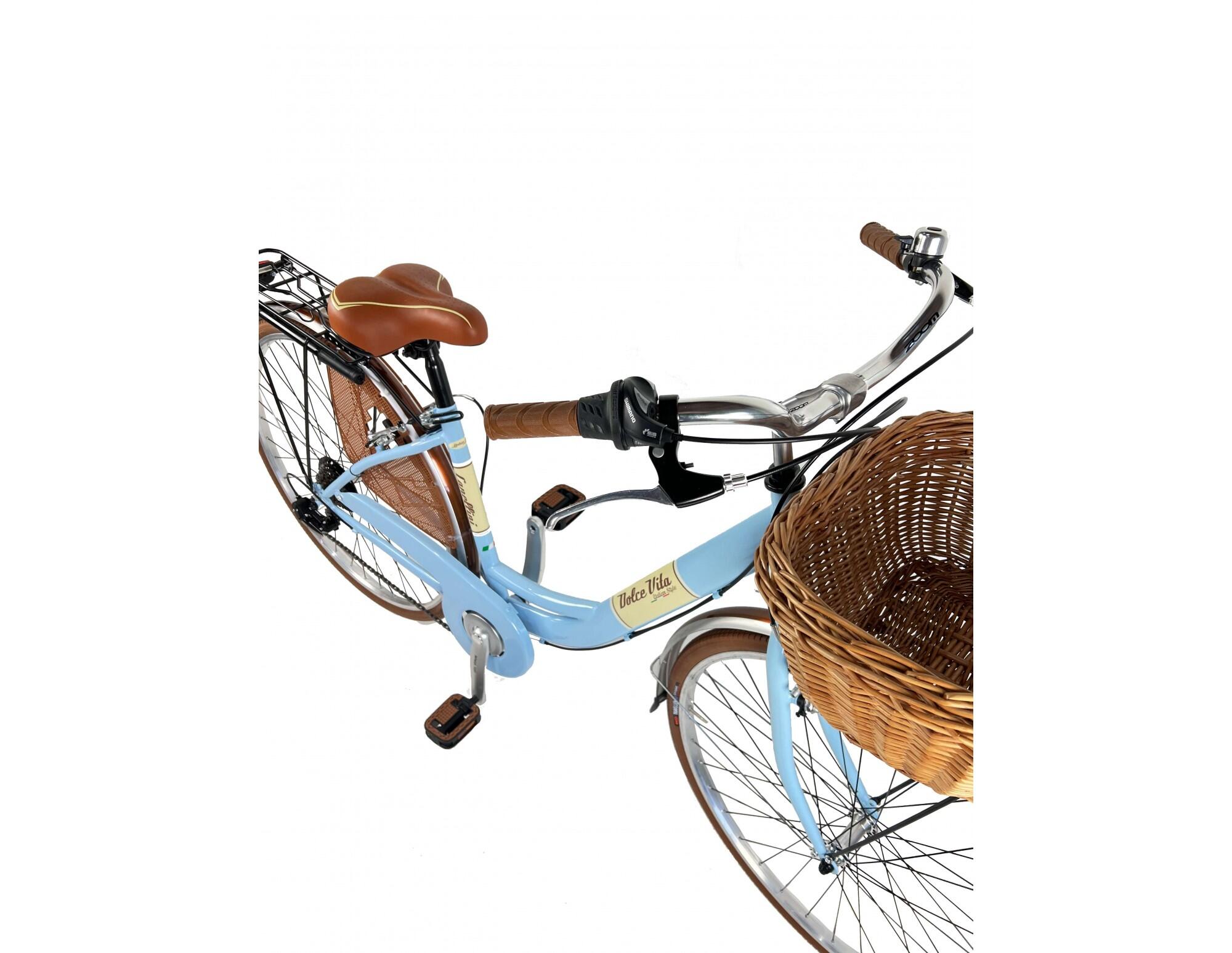 Stadsfiets Dolce Vita by Canellini VENERE 28" met mand - Lichtblauw 5/5