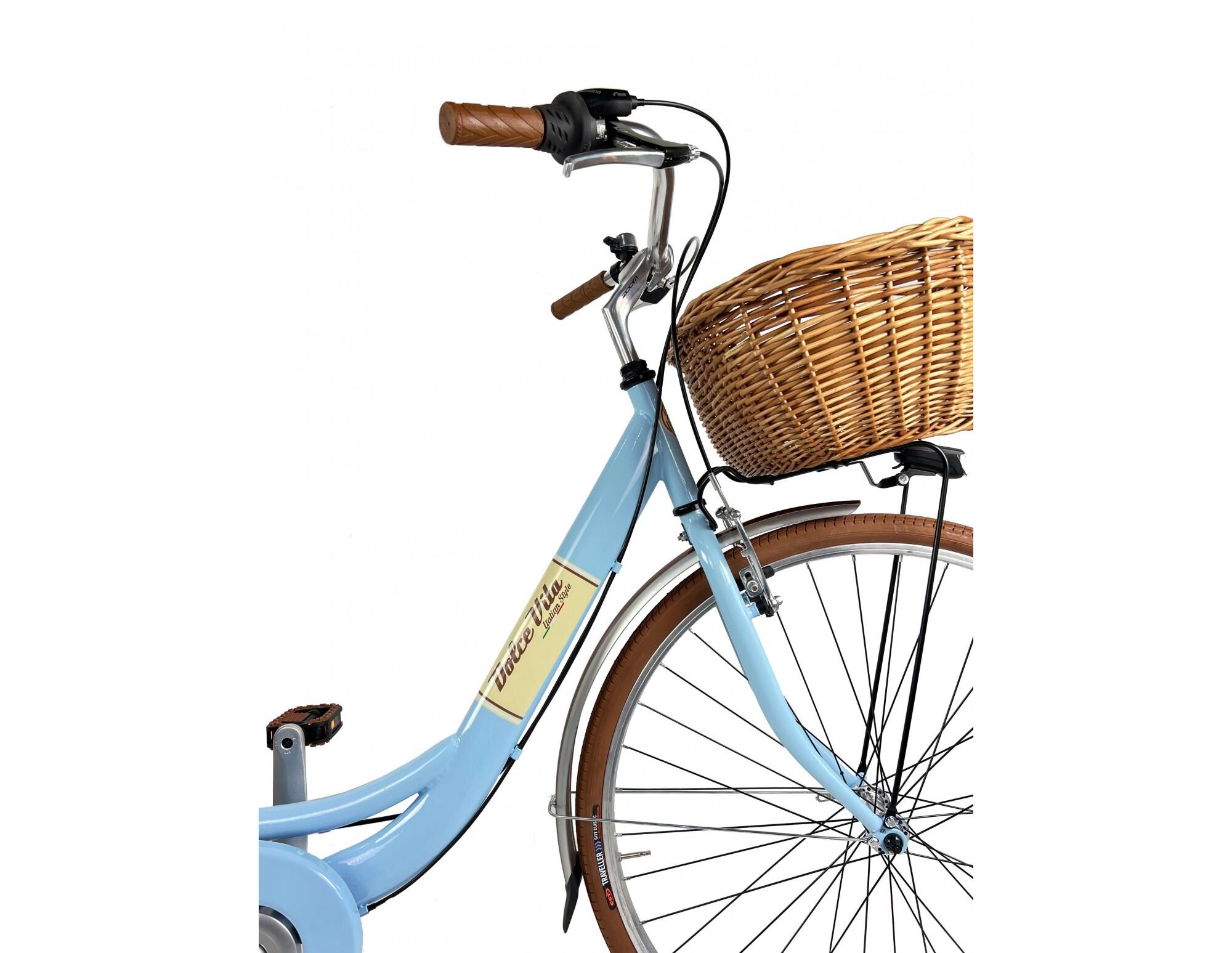 Stadsfiets Dolce Vita by Canellini VENERE 28" met mand - Lichtblauw 4/5