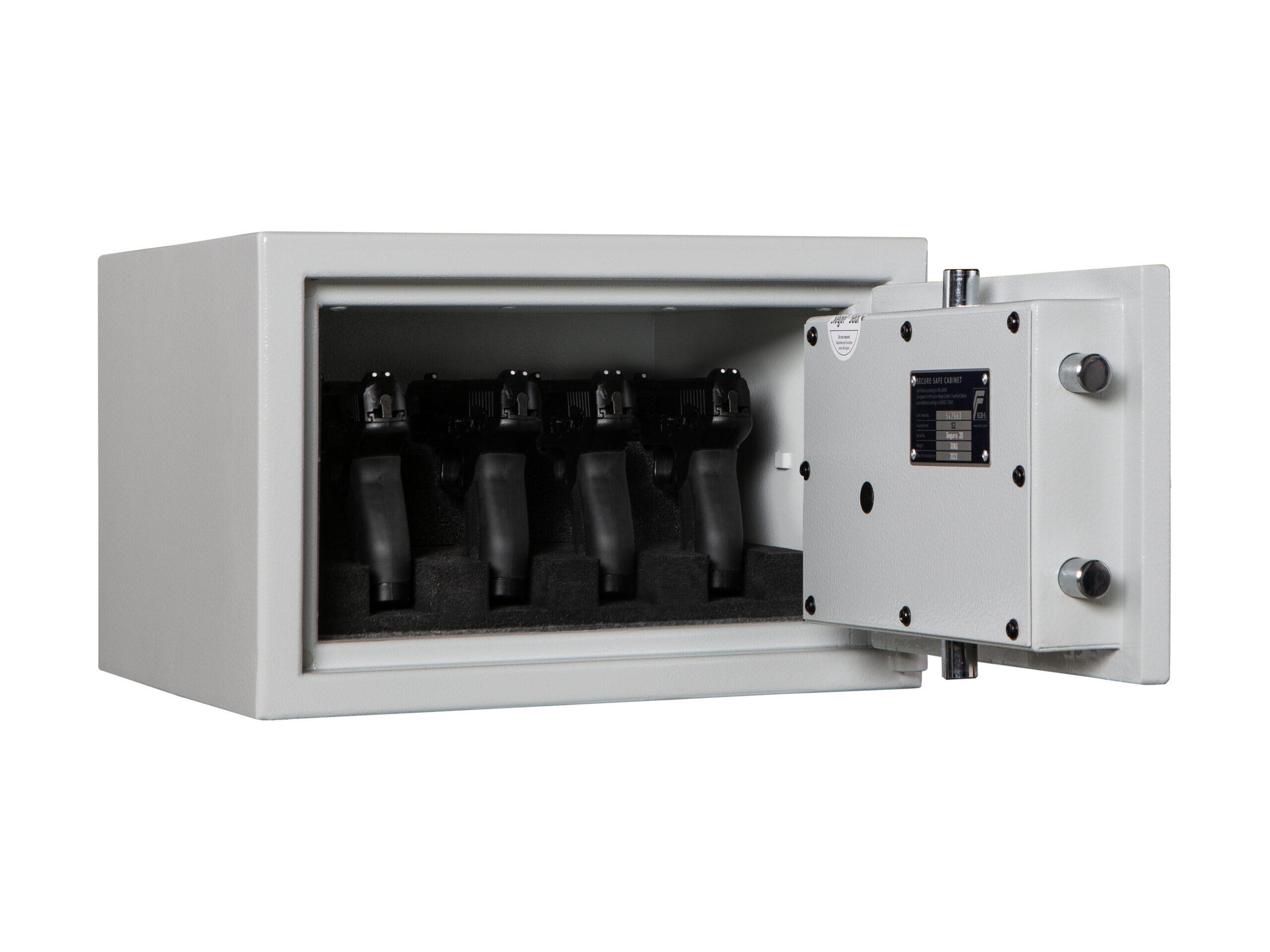 COFFRE FORT POUR 4 ARMES DE POING SEGURO 20 - FORMAT EN 14450 S2 7/7