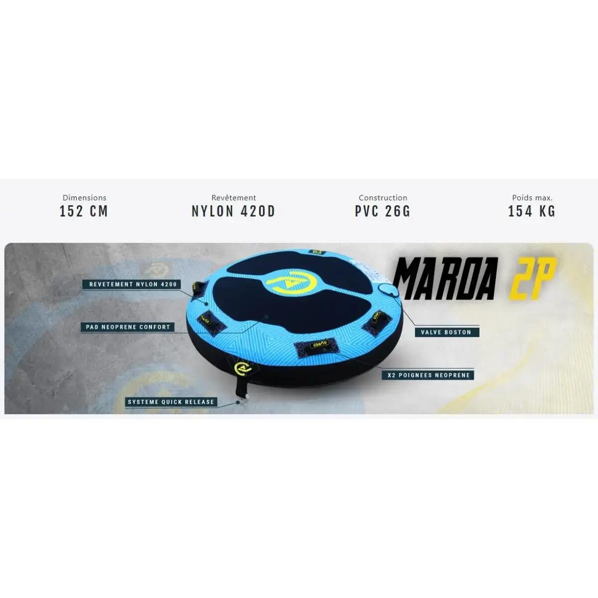 Ciambella gonfiabile trainata MAROA 56" 2 Persone - PVC 26G/0,6mm - Blu - 420D 3/8