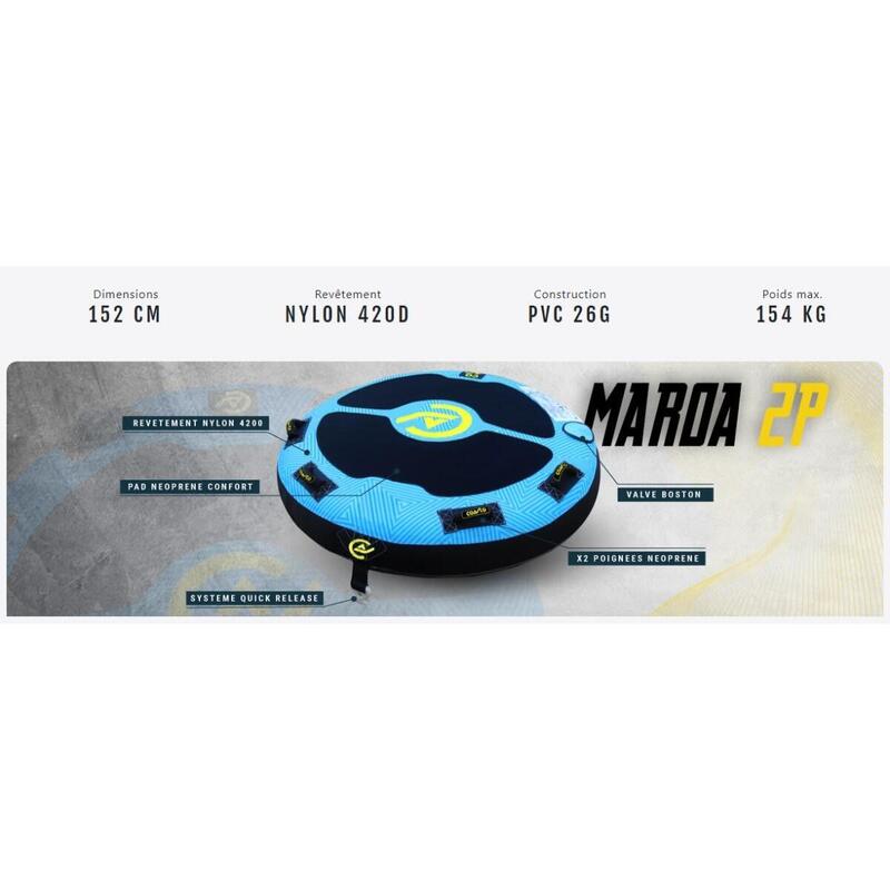 Ciambella gonfiabile trainata MAROA 56" 2 Persone - PVC 26G/0,6mm - Blu - 420D
