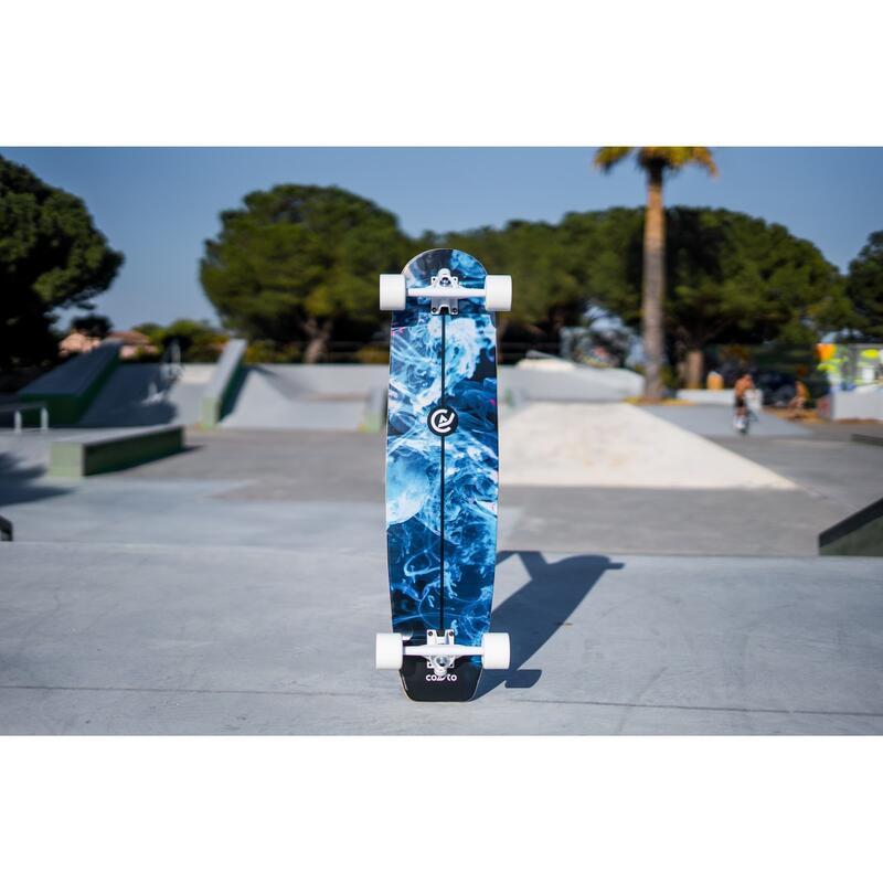 Longboard Azur 36" 91x23 cm blu - Skateboard/Surfskate - Passo 63cm - Aderente