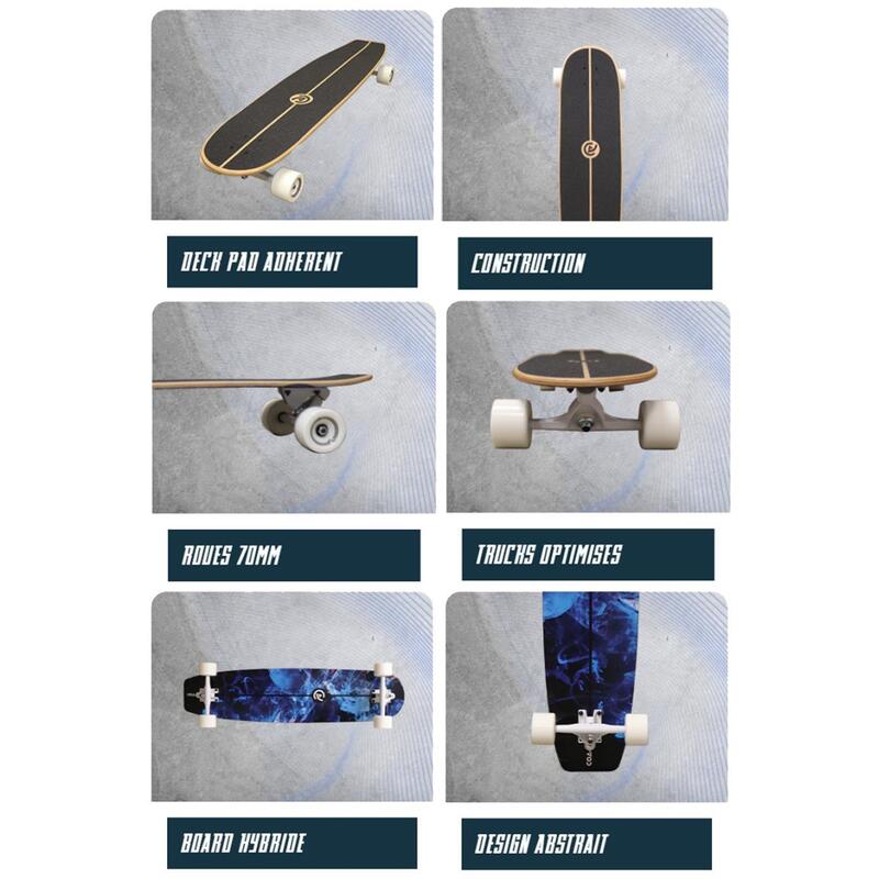 Azur 36" Longboard 91x23 cm blauw - Skateboard/Surfskate - Wielbasis 63cm - Grip