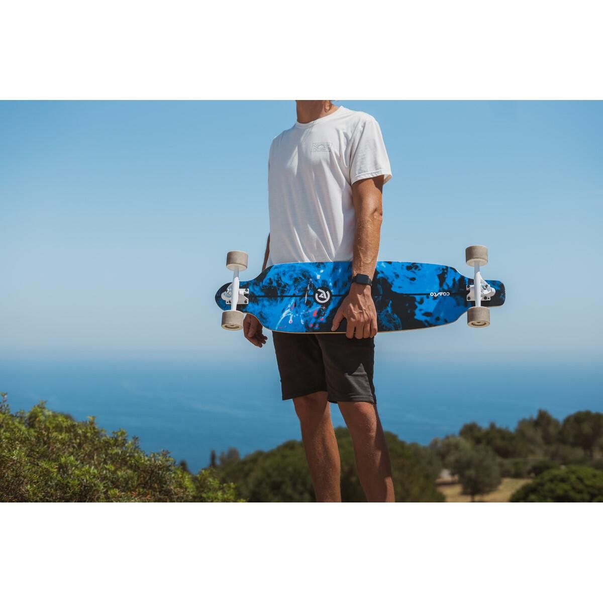 Longboard Agat 38" 96x26 cm niebieski - Skateboard/Surfskate - Rozstaw osi 63cm 5/7