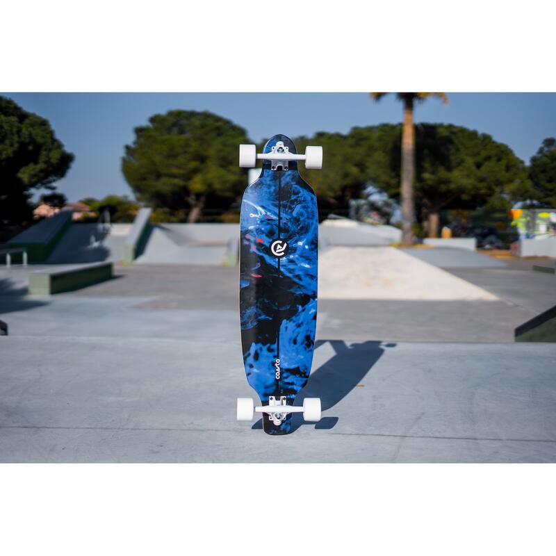 Longboard Agat 38" 96x26 cm blauw - Skateboard/Surfskate - Wielbasis 63cm - Grip