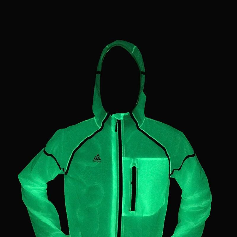 VESTE PHOSPHORESCENTE - COUPE VENT - FIREFLY 5K 3K - RUNNING TRAIL - NOCTURNE