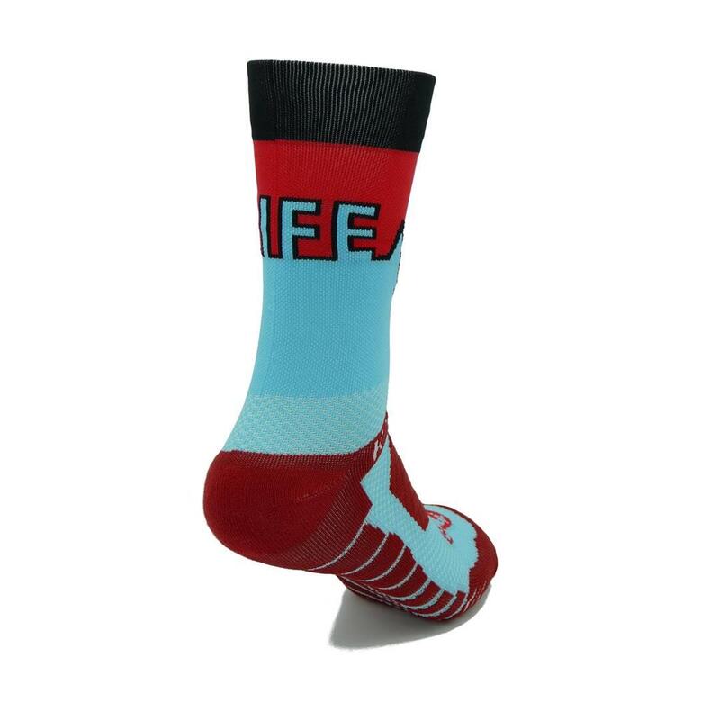 CALCETINES DE RUNNING #LIFE unisex - KAMUABU color ROJO/AZUL 23cm de caña