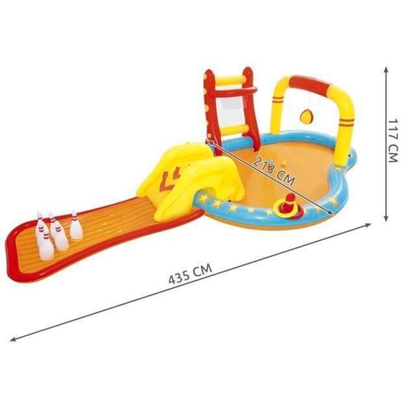 Piscina Hinchable Bestway 435x213x117 cm Tobogán, Juego de Bolos, Aros y Bolas