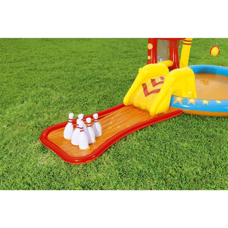 Piscina Hinchable Bestway 435x213x117 cm Tobogán, Juego de Bolos, Aros y Bolas