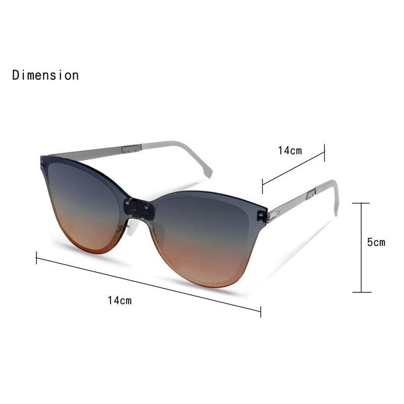 FLOAT O005 Adult Unisex Folding Sunglasses - Brush Silver / Blue Gradient Orange