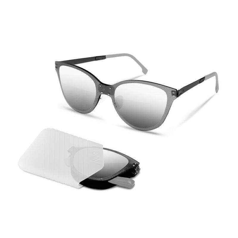 FLOAT O005系列成人中性摺疊式太陽眼鏡 - 黑/銀鏡