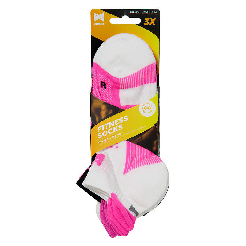 Xtreme – Fitness-Sneakersocken – Unisex – Multi Pink – 35/38 – 3 Paar –