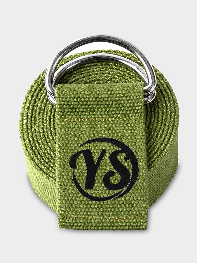Yoga Studio Metal D-Ring Buckle Yoga Belt Strap 2.5m - Green 1/5