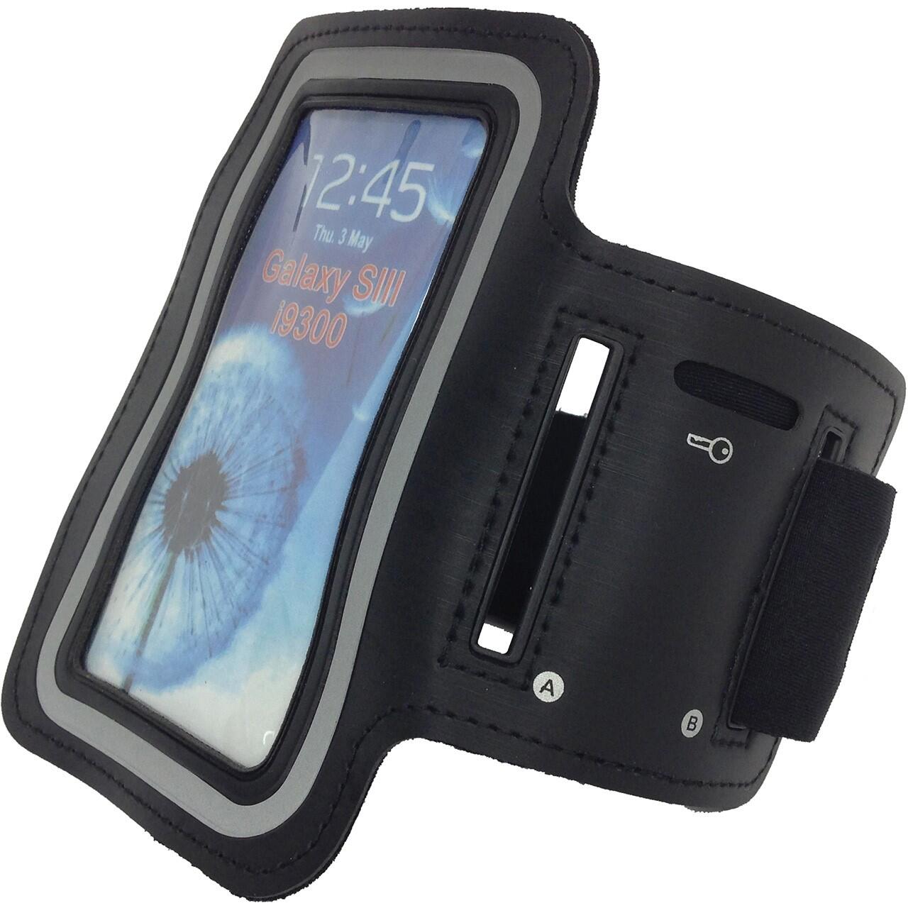 TUNTURI Black Neoprene Smartphone Armband with Key Pocket and Touch PVC