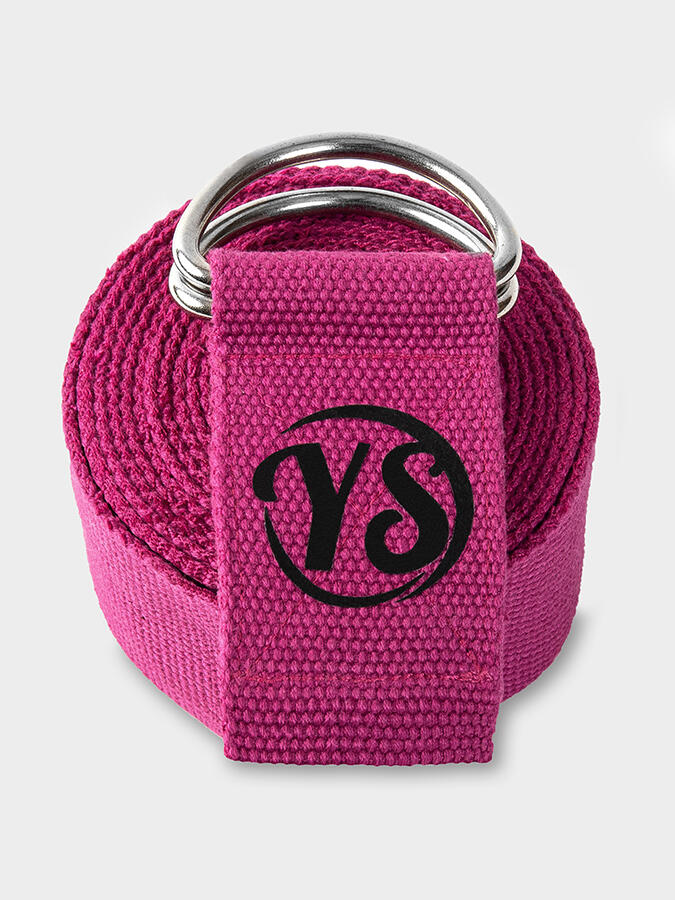 Yoga Studio Metal D-Ring Buckle Yoga Belt Strap 2.5m - Violet Magenta 1/5