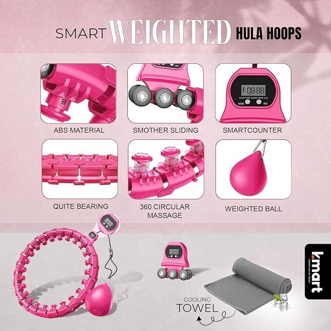 K-Mart Adjustable Blush Pink Smart Hula Hoops With Counter 3/7