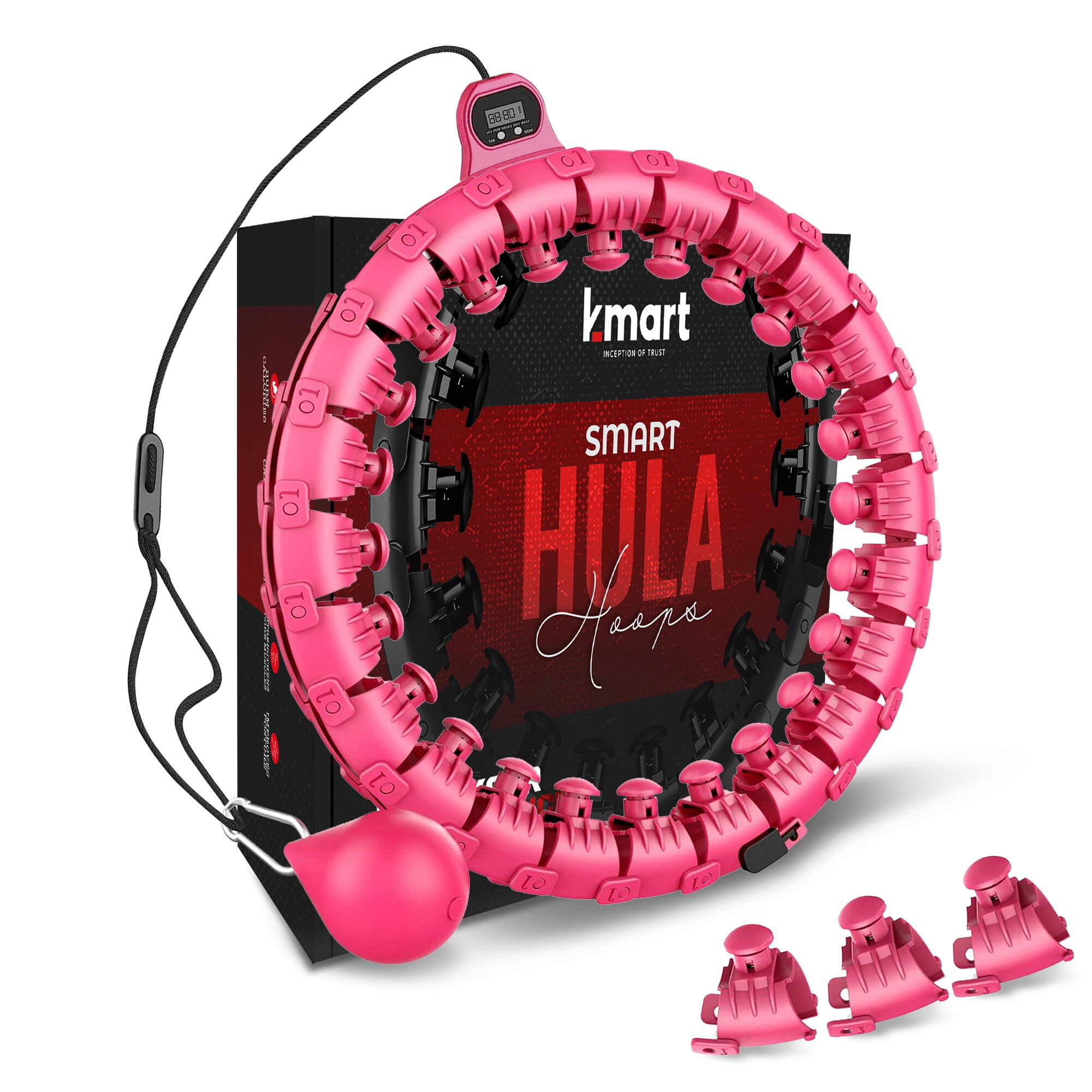 K-Mart Adjustable Blush Pink Smart Hula Hoops With Counter 1/7