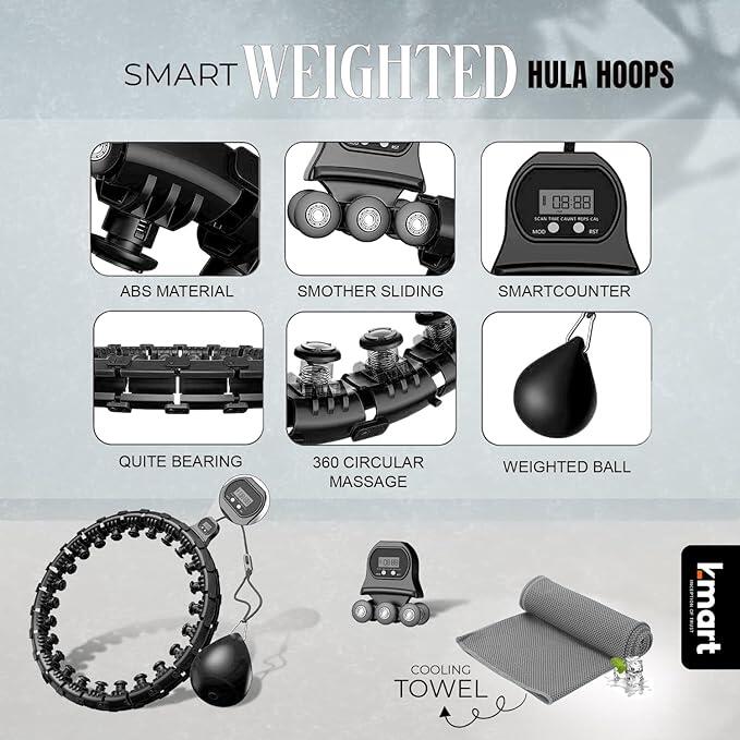 K-Mart Adjustable Black Smart Hula Hoops With Counter 3/6