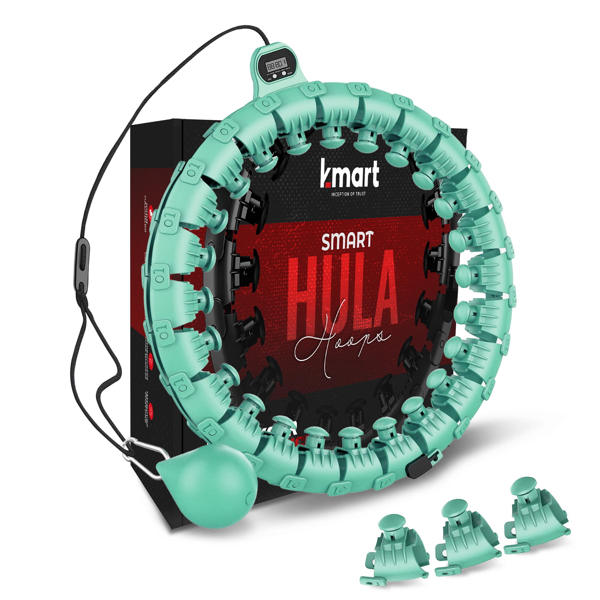 K-Mart Adjustable Mint Green Smart Hula Hoops With Counter 1/8