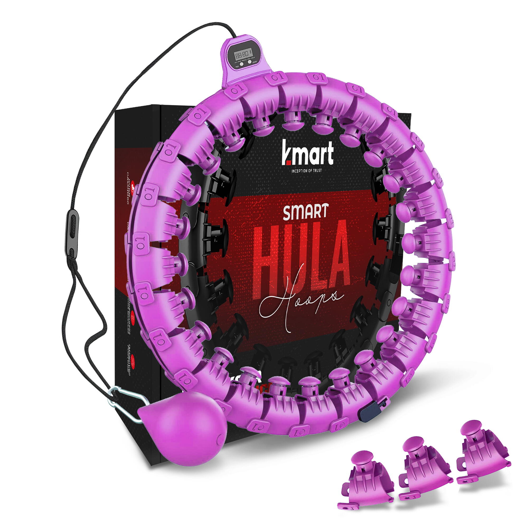 K-Mart Adjustable Deep Purple Smart Hula Hoops With Counter 1/8