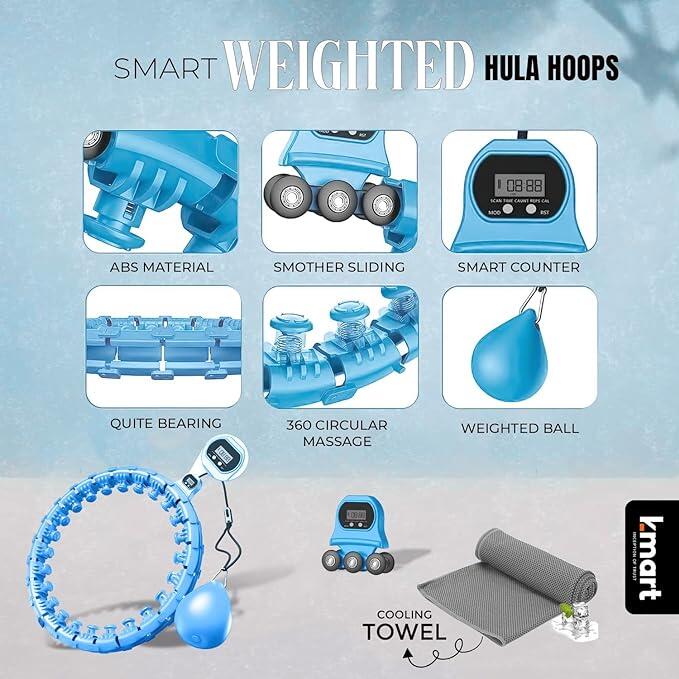 K-Mart Adjustable Dark Blue Smart Hula Hoops With Counter 3/8