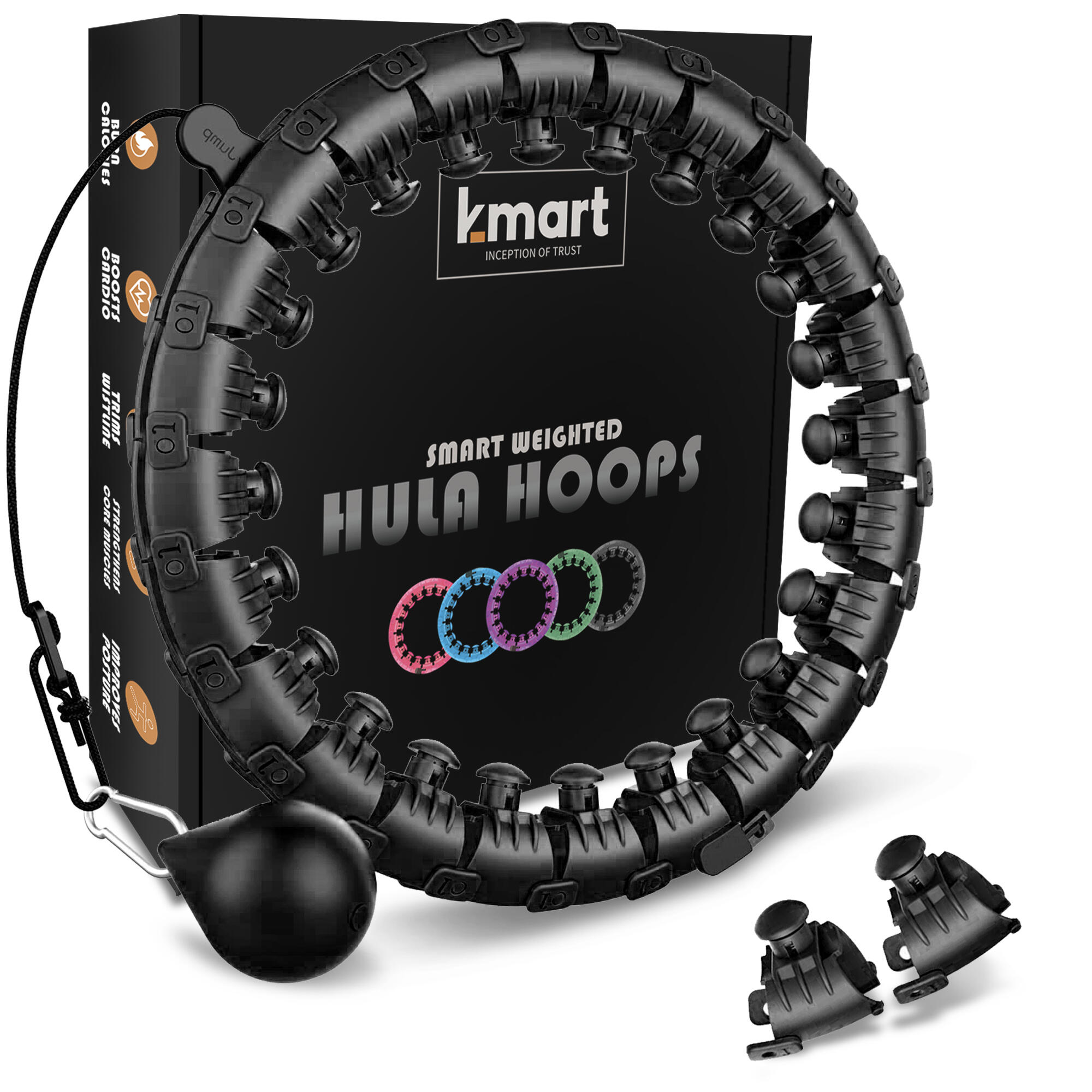 K-Mart Adjustable Black SmartHula Hoops 1/8
