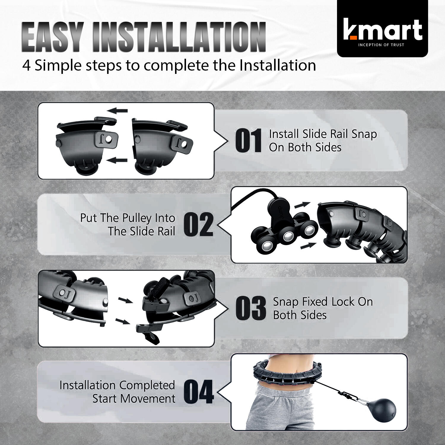 K-Mart Adjustable Black SmartHula Hoops 3/8