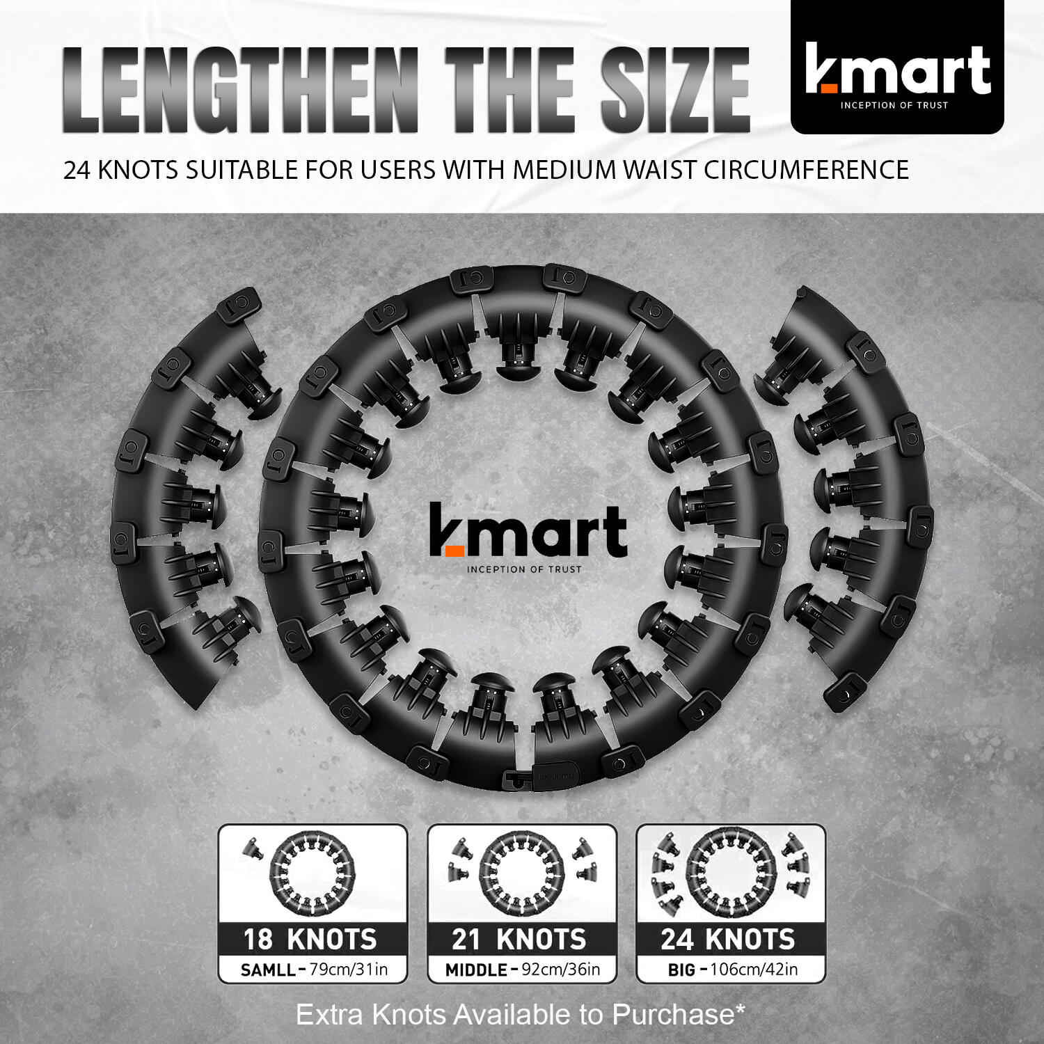 K-Mart Adjustable Black SmartHula Hoops 4/8