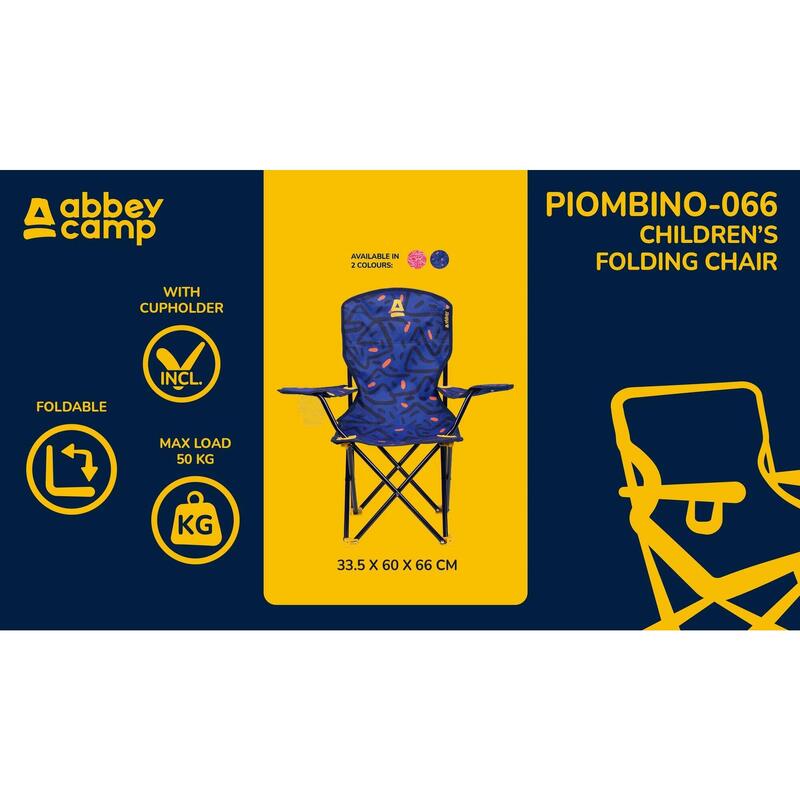 Scaun camping pliabil Abbey Camp Piombino pentru juniori, albastru