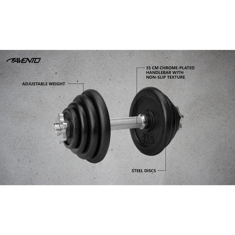 Gantera ajustabilă 15 kg, oțel negru