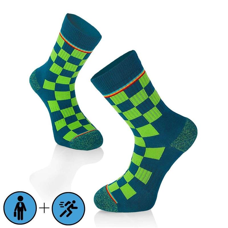 Sosete bumbac Active Lifestyle Socks Squares Verde Petrol, 39-42 EU